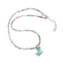 Veelkleurige eendketting met kleine kralen en-Blauw