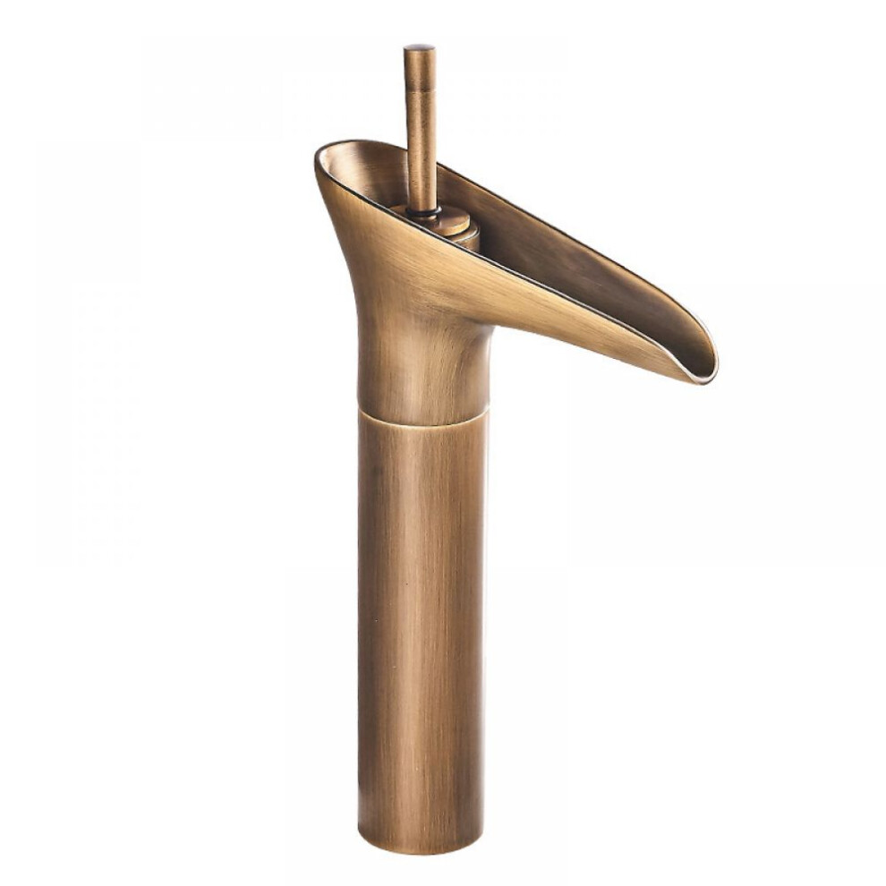 Antique Brass Finish Waterfall Bathroom Faucet, Single Handle Control Offers Convenience And Precision, Elevating Your Bathroom Experience 9173940515543