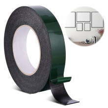 Dobbeltsidig maskeringstape, polyesterfilm med akryllim, enkel å rive for hånd for innendørs og utendørs bruk, 25 mm x 10 m grønn film svart,