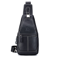 Pánská crossbody taška, vodotěsná taška přes rameno z pravé kůže s hladkým kovovým zipem, pohodlná a lehká konstrukce na cesty