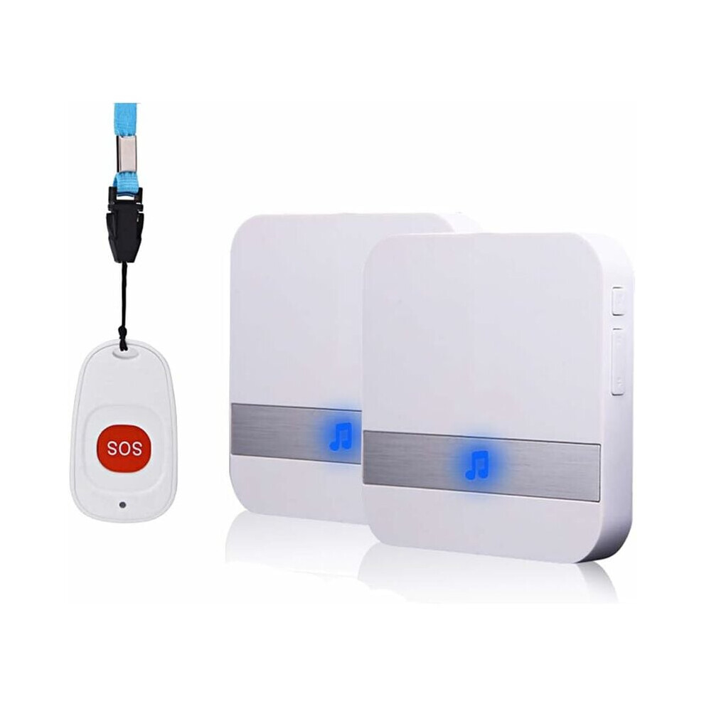 Self Powered Wireless Doorbell for Quick Response in Various Locations, Plug Version Wireless Alarm with Emergency Button, Personal Alarm System for