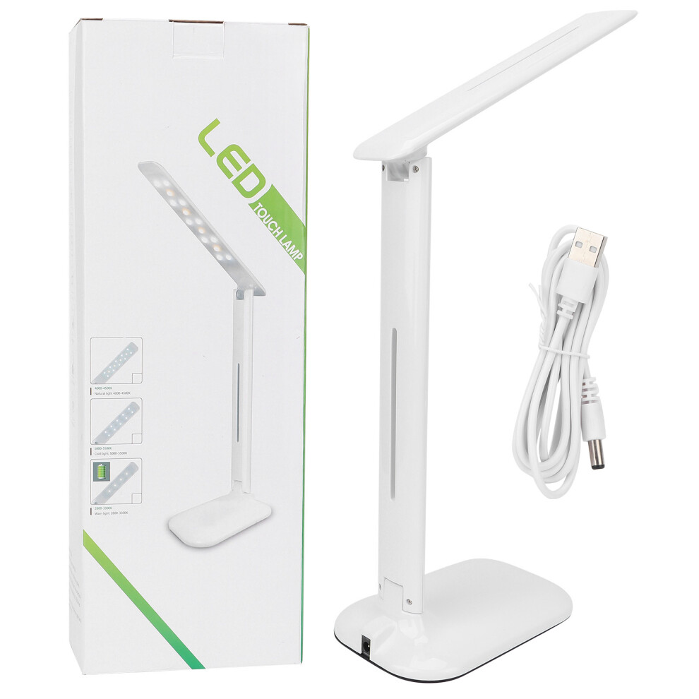 White Dimmable Desk Lamp For Home Office, Foldable Design With Stepless Dimming And Energy Saving Features (White)
