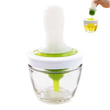Pennello compatto in silicone per flacone di olio per cucinare, contenitore in vetro trasparente con pennello per marinatura, materiale sicuro e