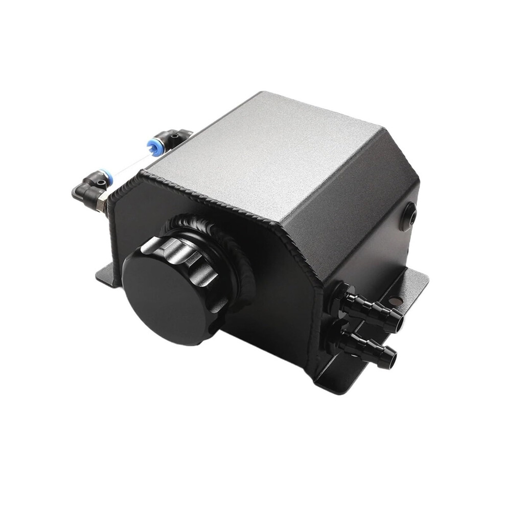 Universal Aluminum 2L Radiator Overflow Tank And Square Oil Catch Can With Drain Plug Blue 9189345299148