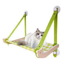 Breathable Cat Bed Window Mounted Perch for Cats, Foldable Indoor Cat Furniture, Suction Cup Window Seat, Green