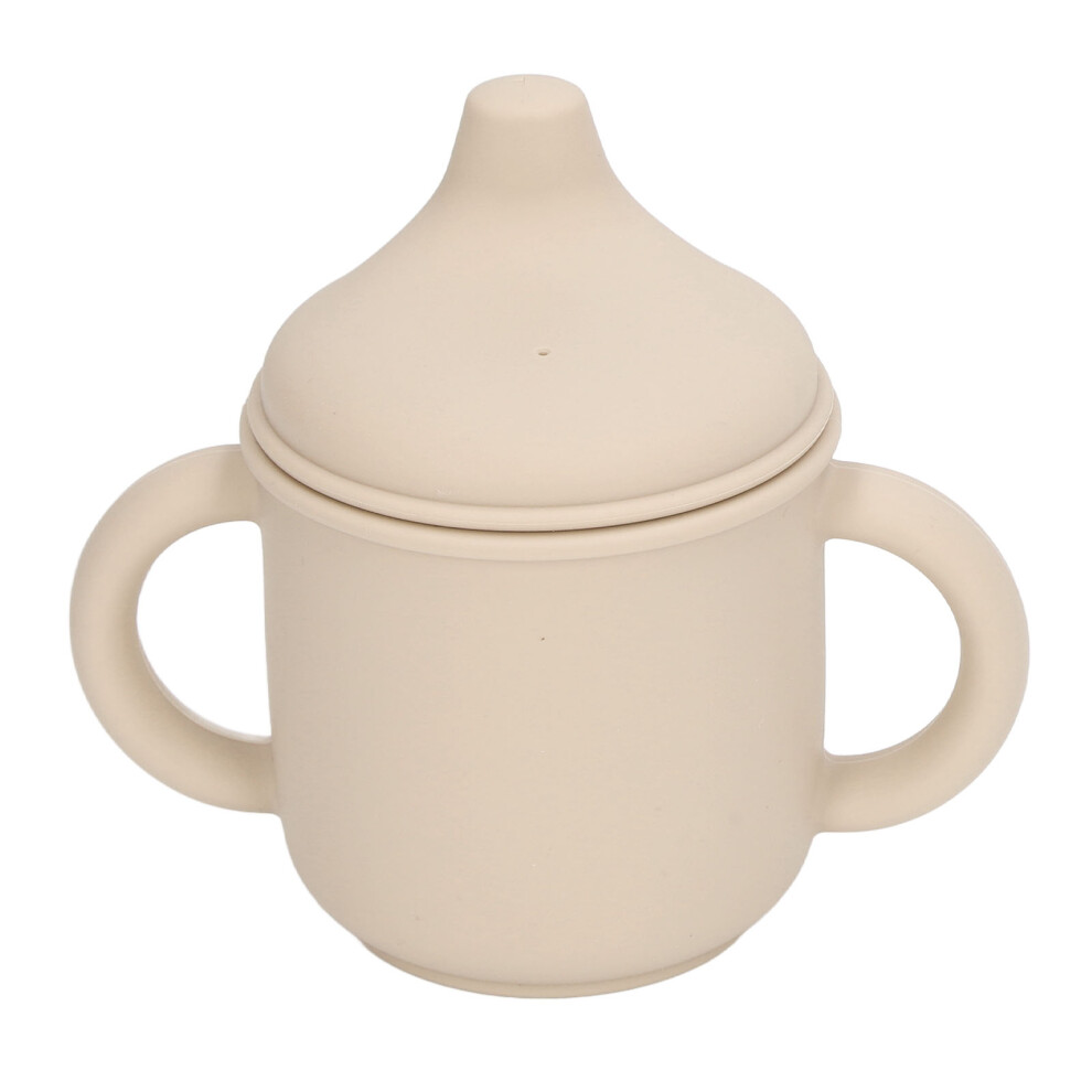 Baby Spill Proof Cup 250ml with Handles & Spout Dishwasher Safe Silicone Beige