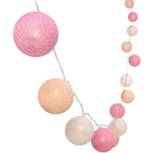 Wasserdichte Lichterkette aus Baumwollkugeln für vielfältige Anwendungen, rosafarbener Lichterketteneffekt, batteriebetrieben, strapazierfähiges