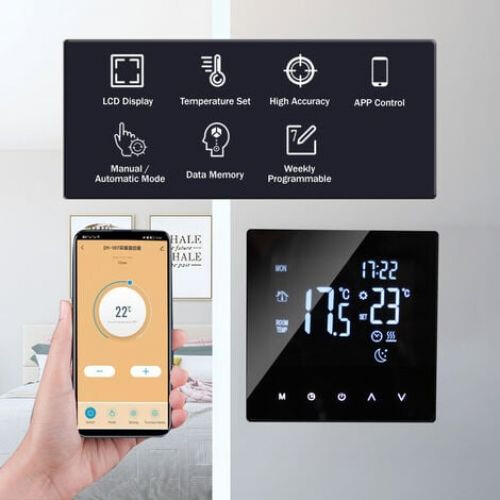 Underfloor Heating Thermostat, Accurate Temperature Control Digital Home Heating Controller, Energy Saving Programmable Function for Radiant Floors, 1