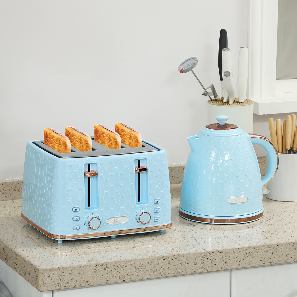 Homcom 1.7L Kettle And Toaster Set With Defrost Reheat And Crumb Tray