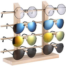 Elegante portaocchiali in legno, espositore per occhiali di alta qualità per negozi e uso privato, spazio per 8 occhiali con comodo