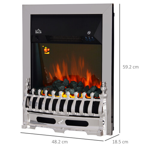 Homcom HOMCOM Electric Fireplace 1 & 2KW LED Fire Remote Control Heater Silver 2