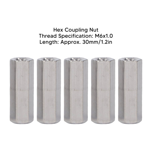 Hex Coupling Nut M6x1 30mm Stainless Steel 304 for Threaded Rod – Rustproof 1
