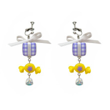 Bow Earring Christmas Candy Drop Dangle Earrings-ear clip style