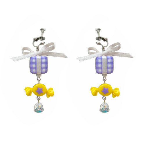 Bow Earring Christmas Candy Drop Dangle Earrings-ear clip style