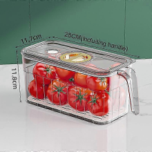 A32025 Kitchen Refrigerator Storage Box Fridge Organizer With Lids And Handles Fruit Boxes Drain Basket Storage Containers Pantry