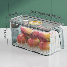 A52025 Kitchen Refrigerator Storage Box Fridge Organizer With Lids And Handles Fruit Boxes Drain Basket Storage Containers Pantry