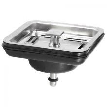 Stainless Steel Square Kitchen Sink Strainer Basket with Mesh Drain Stopper for Leak Prevention