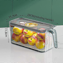 A62025 Kitchen Refrigerator Storage Box Fridge Organizer With Lids And Handles Fruit Boxes Drain Basket Storage Containers Pantry