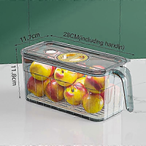 A62025 Kitchen Refrigerator Storage Box Fridge Organizer With Lids And Handles Fruit Boxes Drain Basket Storage Containers Pantry