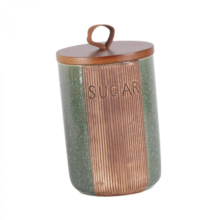 Pot à sucre en céramique avec couvercle en bois hermétique, style rustique