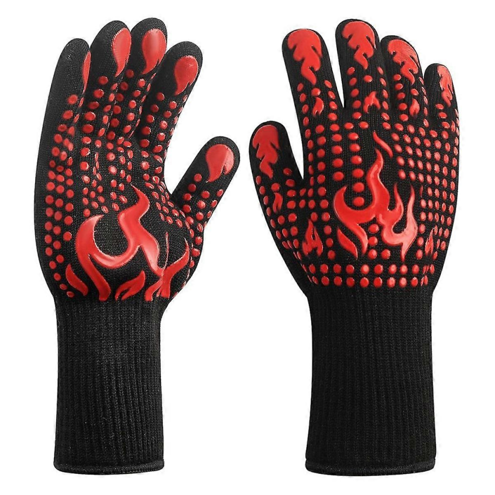 Anti-Slip Heat- Barbecue Oven Gloves Fireproof Kitchen Cooking Gloves Suitable for High Temperatures Up to 80