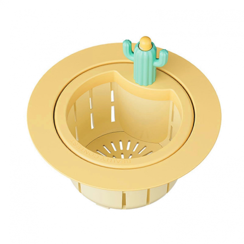 Kitchen Sink Strainer with Lid, No Blockage Filter, Bright Yellow, Easy Clean Basket 2Pack