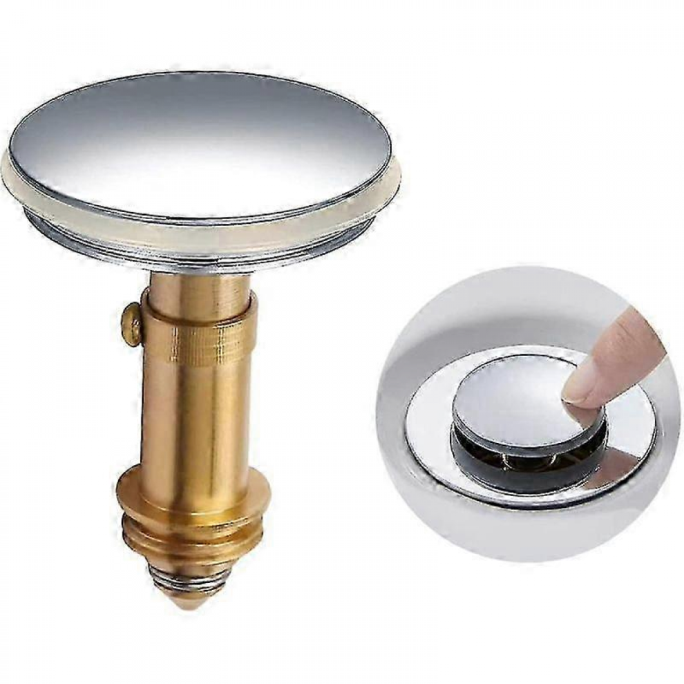 26-27 Universal Pop Up Sink Plug 38Mm, Chrome Pop Up Click Clack Drain Stopper For Kitchen Bathroom Washbasin Bath 4126281273226