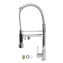 Chrome Finish Kitchen Faucet With Spring Pull-Down Spout, Pull Down Sprayer Faucet Offers Stylish And Functional Solution For Your Kitchen Space 2025