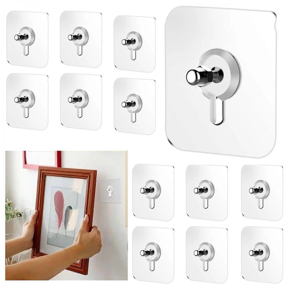 Adhesive Wall Hooks Heavy Duty 13 Lbs Capacity Damage Transparent For Kitchen Bathroom 6 Pack 5008878122560