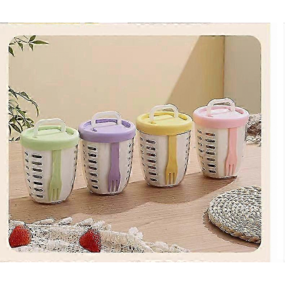 Three-Piece Salad Cup Set, Which Can Be Used As A Spade Fruit Cup, A Draining Cup, And A Breakfast Cup. Kitchen Supplies-Blue Women 2025 7441491137432