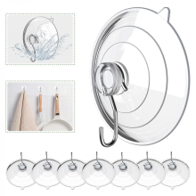 Lot de 8 crochets à ventouse transparents 6,35 cm (2,5 pouces) robustes et amovibles pour salle de bain, cuisine, mur ou fenêtre.