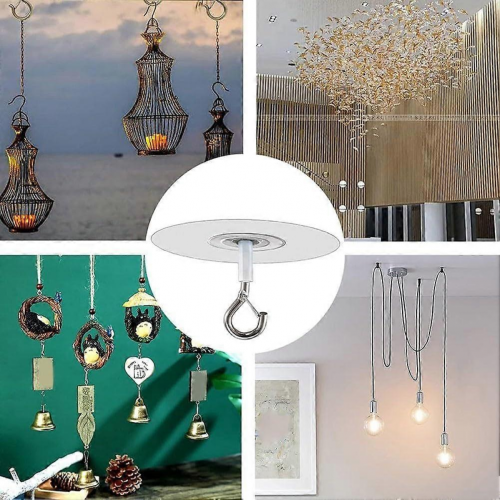 Ganci da soffitto per piante, 8 pezzi, staffe metalliche con fermagli di sicurezza per interno ed esterno 2