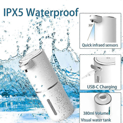 2025 Touchless Foam Soap Dispenser, 380ml USB Rechargeable Automatic Foaming Soap Dispenser with 4 Adjust 2