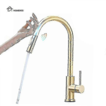 Brushed Gold2025 Modern 304 Stainless Steel Hot Cold Mixer Water Tap Pull Down Black Brushed Gold Pull Out Smart Touch Sensor Kitchen Faucet-hy -ZY