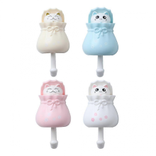 Crochets muraux adhésifs motif chat pour chapeaux et vêtements, lot de 12.