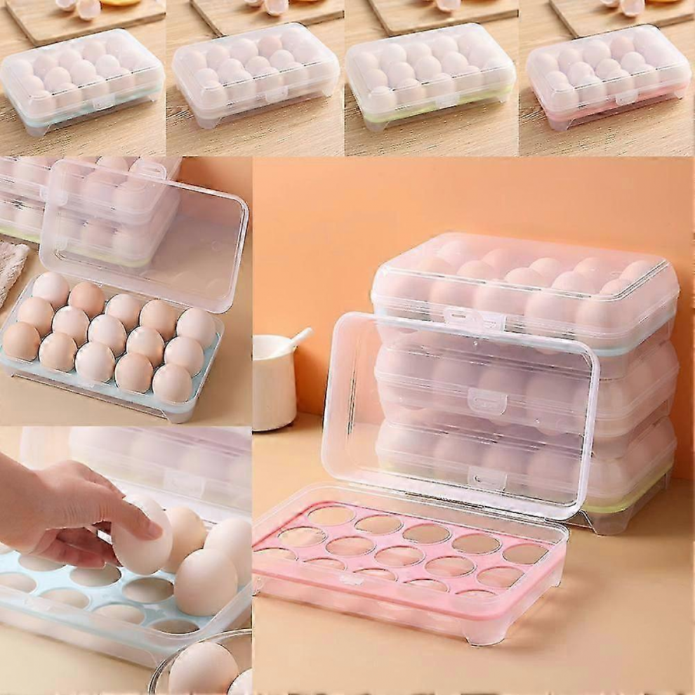 Green2026 Egg Preservation Plastic Case Box Holds 15 Eggs Home Kitchen Refrigerator 3807464165453
