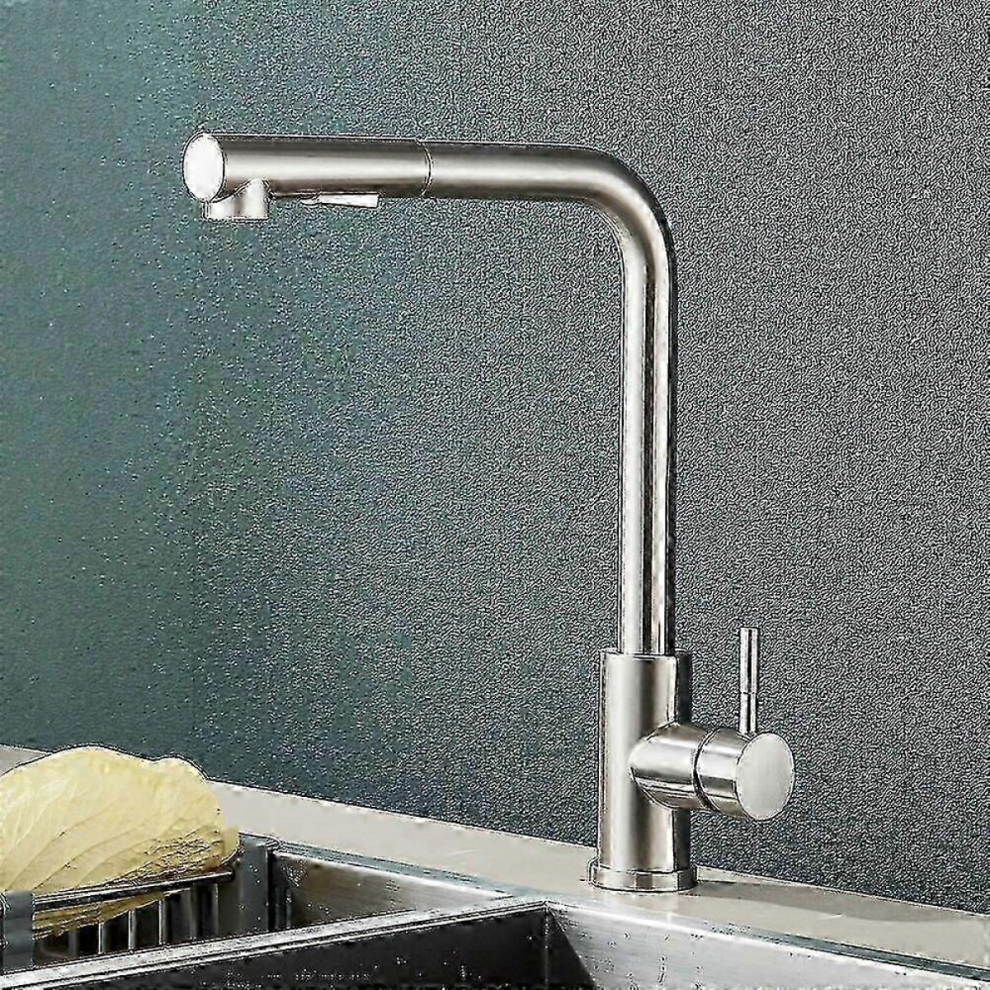 Brushed Nickel-3042025 Shinesia Kitchen Faucets Stainless Steel Gourmet Kitchen Mixer Tap Pull Out Hotcold Water Black/Brushed Nickel 3807464164807