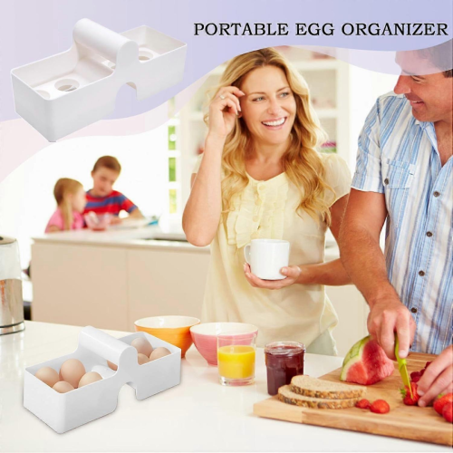 Egg Holder for Refrigerator with Curved Handle, Stackable Egg Storage Container for Kitchen, RV, Travel 1