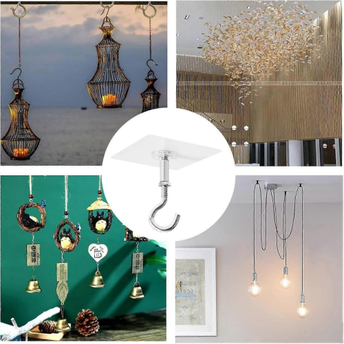 Ceiling Hooks Transparent Adhesive NoDrill Waterproof Removable WallSafe for Plants Kitchen Bathroom 2
