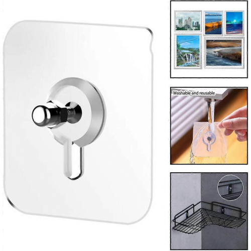 50Pcs Transparent Self Adhesive Wall Hooks Waterproof Damage for Bathroom Kitchen MultiSurface 1