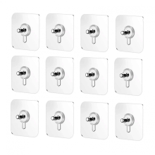 12er-Pack selbstklebende Wandhaken, wasserfest, ohne Bohren, robust, transparent, Tragkraft 10 kg, für Bad & Küche