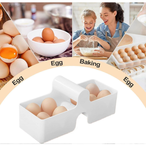 Egg Holder for Refrigerator with Curved Handle, Stackable Egg Storage Container for Kitchen, RV, Travel 2