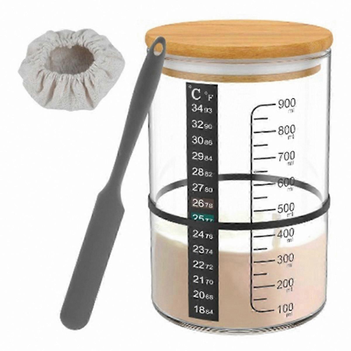 Wide Mouth Fermentation Jar for Sourdough Starter, Glass Container for Baking and Kitchen Use