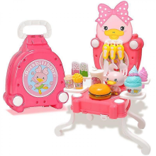 Simulazione di ornitorinco cucina giocattolo casa portatile tavolo portautensili set giocattolo 25-26 rosa