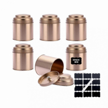 Boîtes à thé roses dorées (lot de 6) avec double couvercle hermétique, 237 ml (8 oz)