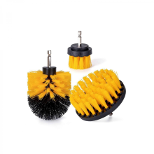 Kit di spazzole per trapano elettrico da 3 pezzi, spazzola per la pulizia di tappeti, vetri, auto, cucina, bagno, WC, pulizia domestica, nero/giallo
