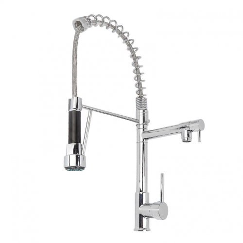 Chrome Finish Kitchen Faucet With Spring Pull-Down Spout, Pull Down Sprayer Faucet Offers Stylish And Functional Solution For Your Kitchen Space 2025 2