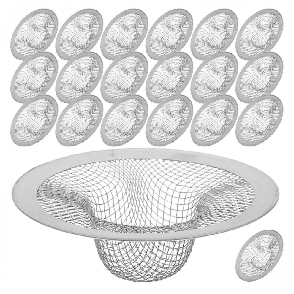 Silver7.00x7.00x2.30cm20 Pcs Kitchen Sink Strainer Basket - 7Cm/ 2.75" Mesh Hair Catcher - Stainless Steel Tub Hair Stopper For Bathroom Shower 4126281277187