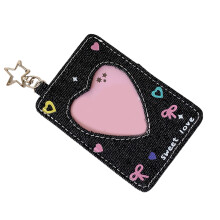 Porte-carte Photo coréen populaire, avec porte-clés,-Noir