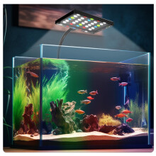 Clip On Full Spectrum Aquarium Light, 14W LED, 3 Modes, Timer, 10 Brightness Levels, 3 Mixed Colors For Planted Tank